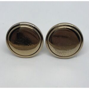 Vintage Retro 1970s Gold‎ Tone Cufflinks Round Button Hinged Toggle Gift For Men